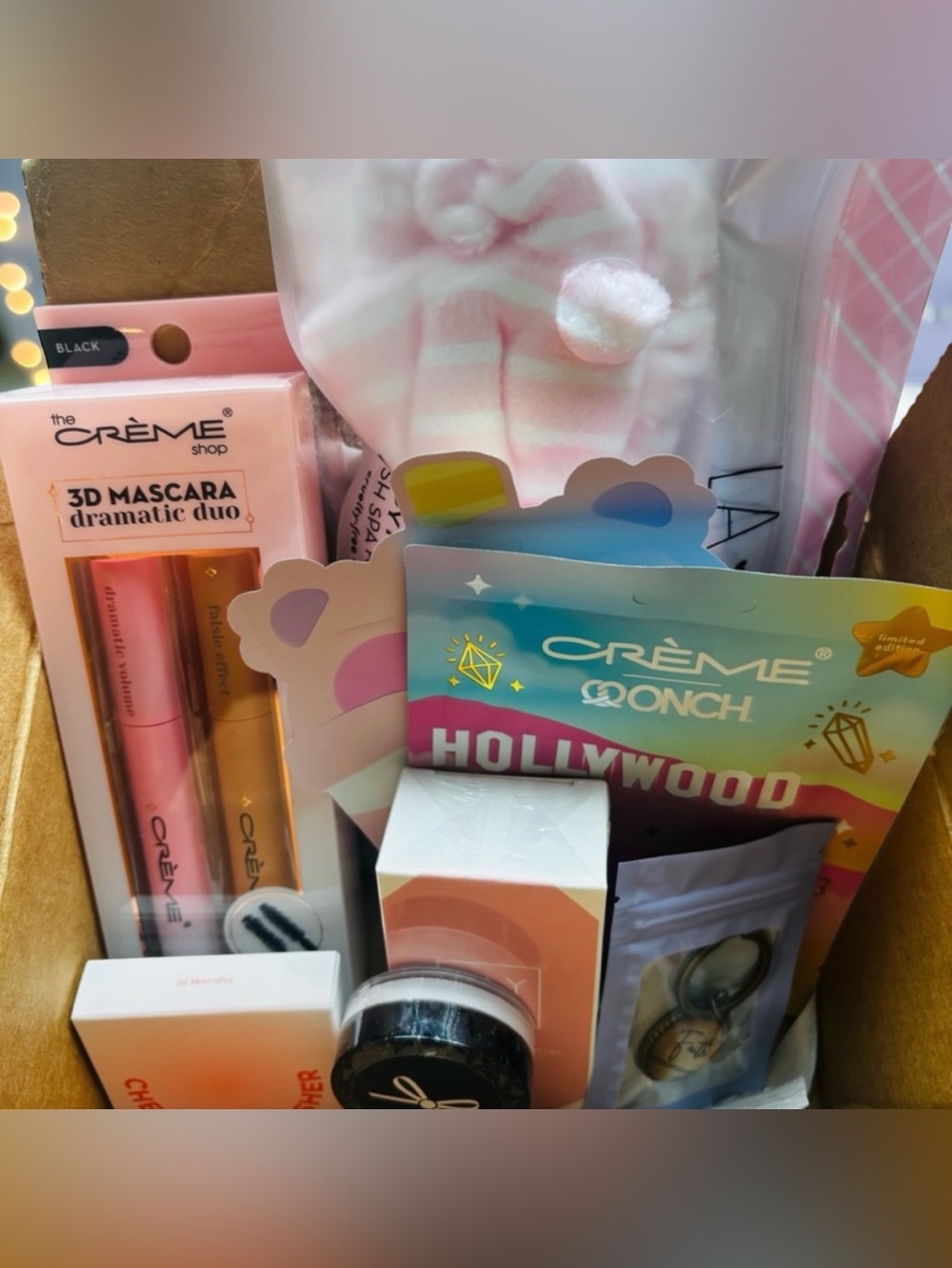 The creme shop + mixed  skincare, make up, scent, headband, masks bundle set